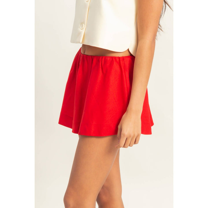 Red Mid Rise Skort