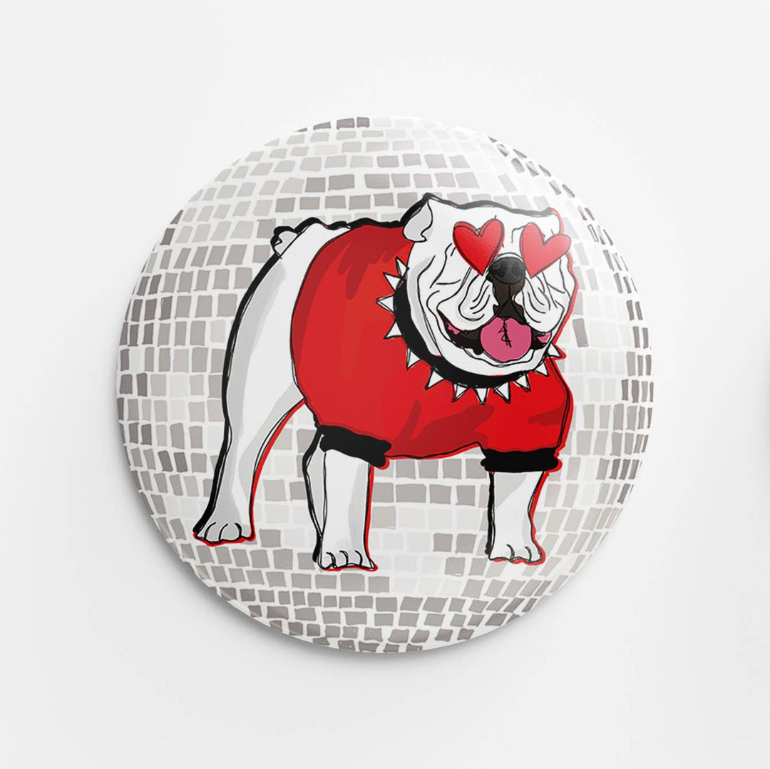 Heart-Eyed Disco Dawg Button
