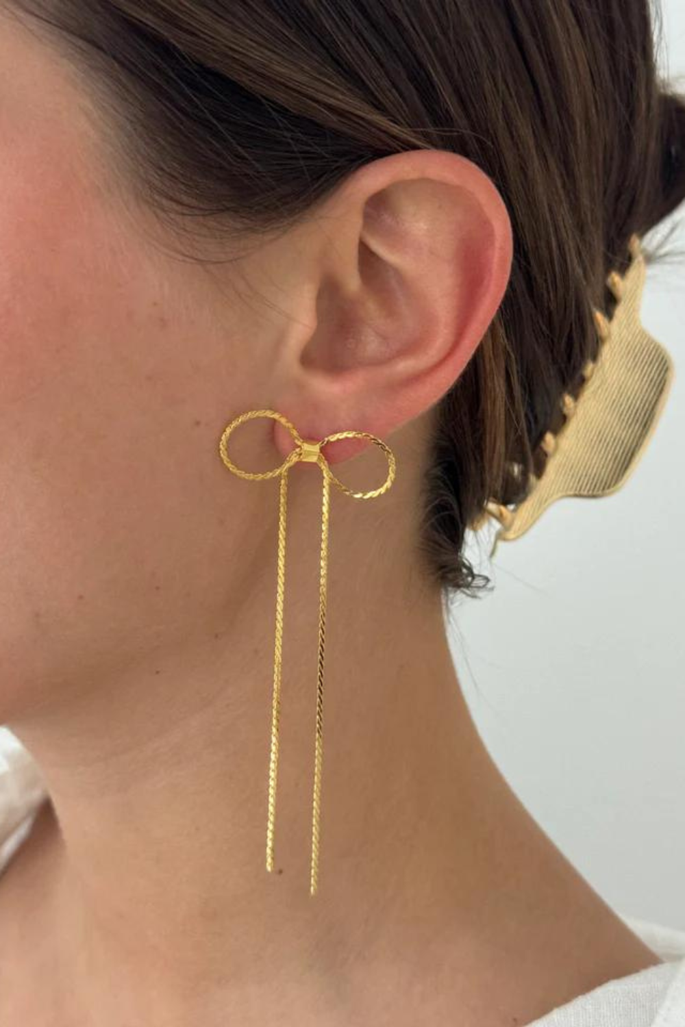 Long Bow Stud Earrings