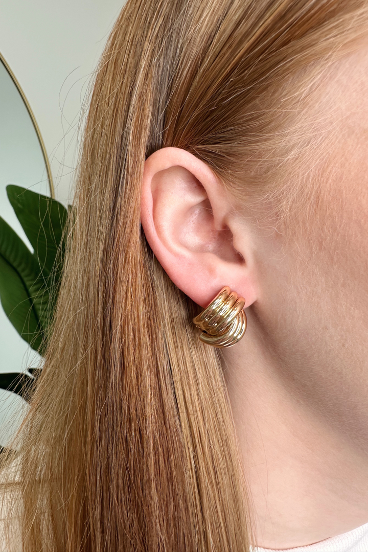 Textured Brass Knot Stud Earrings