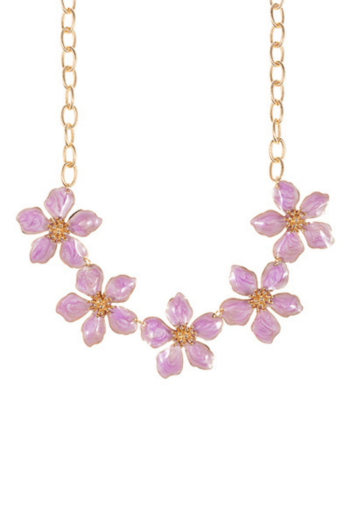 Linked Flower Necklace - Lavender