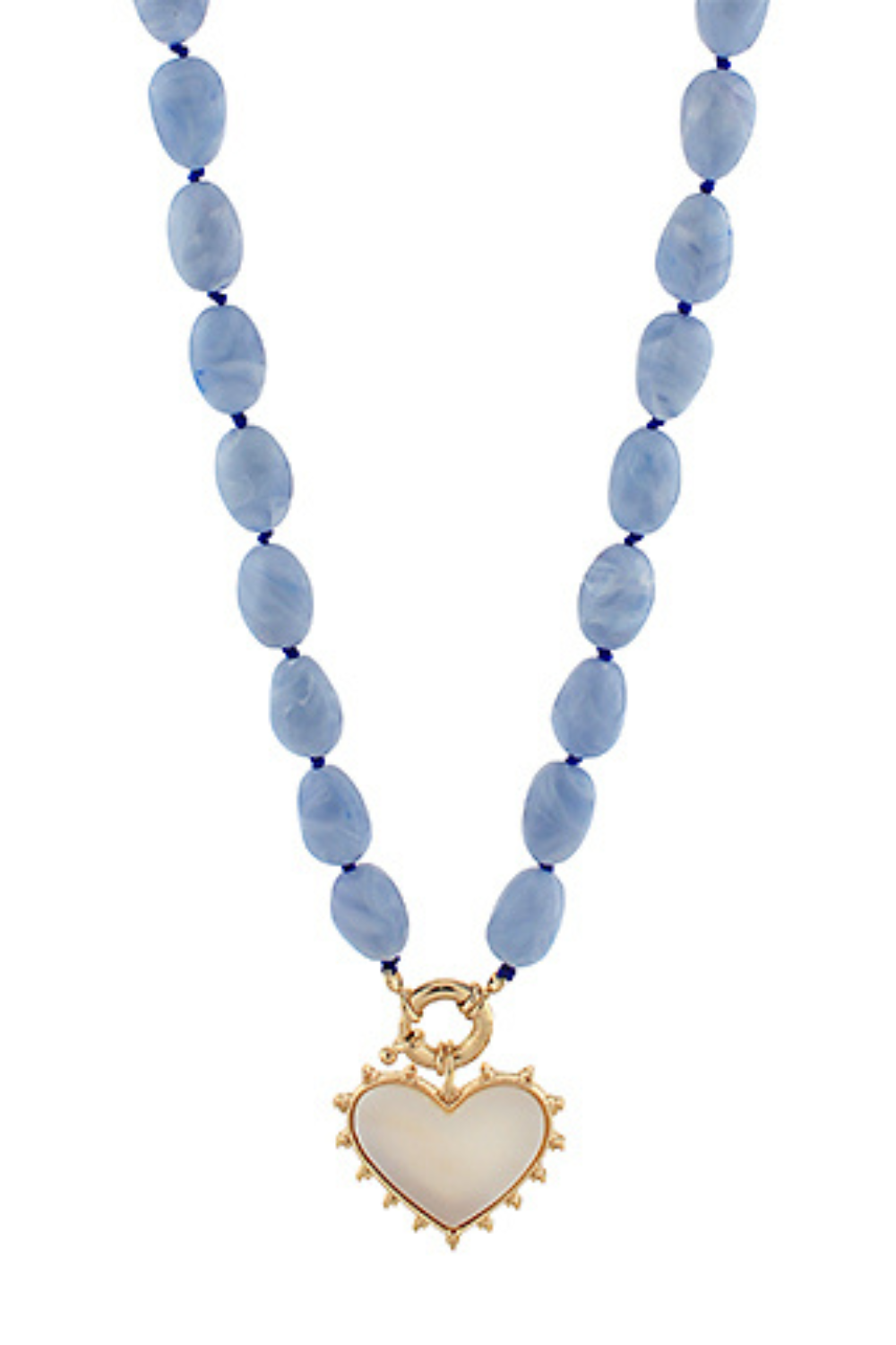 Heart & Oval Stone Beaded Necklace