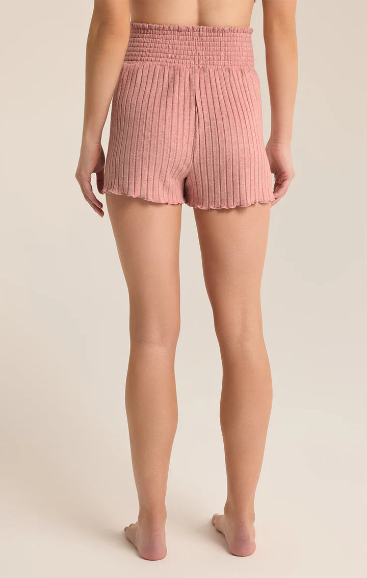 Dawn Smocked Rib Short - Rosebud