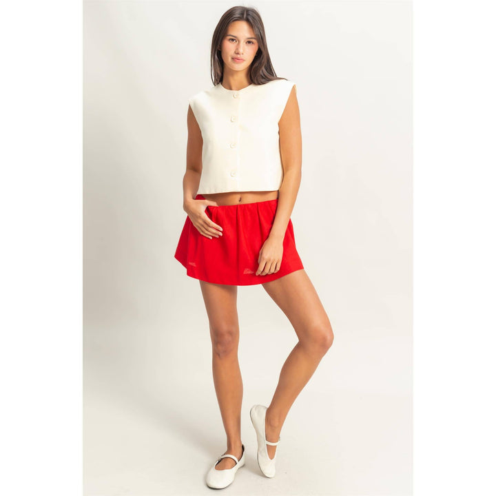 Red Mid Rise Skort