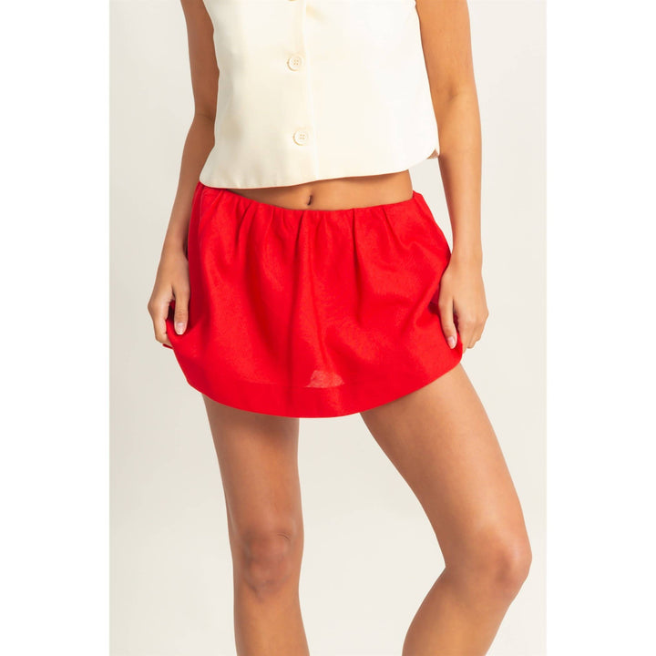 Red Mid Rise Skort