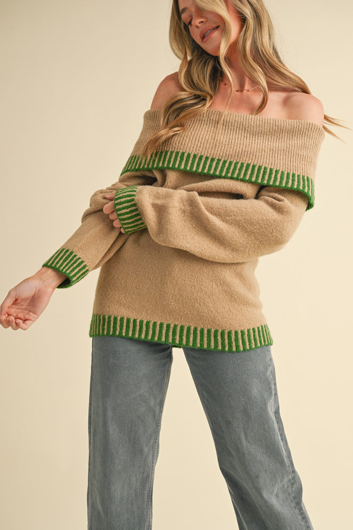 Off Shoulder Slouchy Sweater