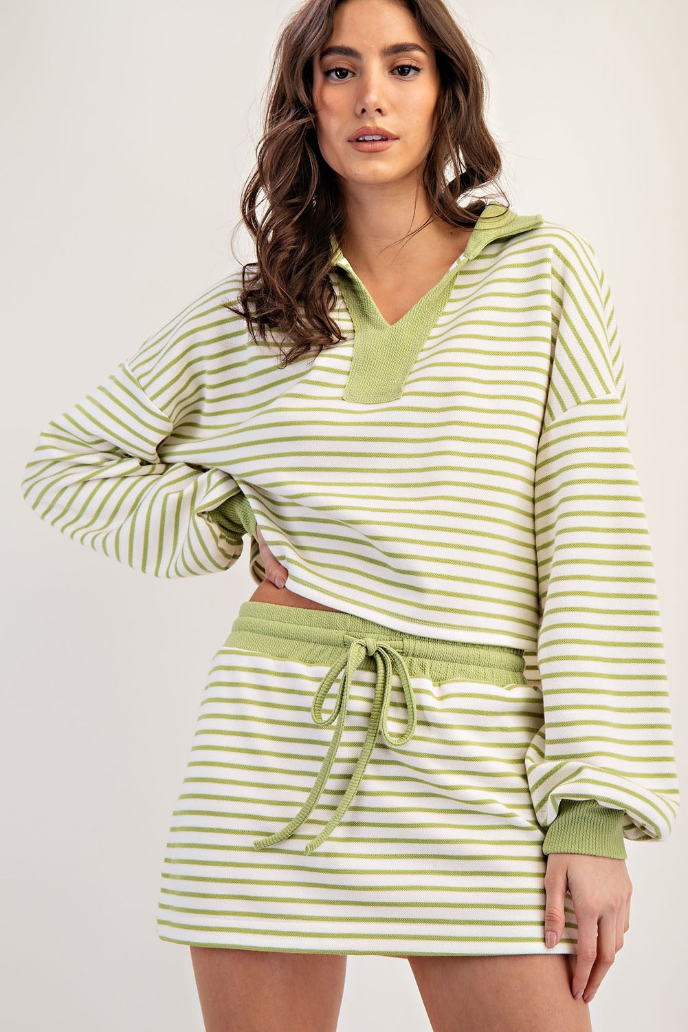 Striped Drawstring Mini Skort