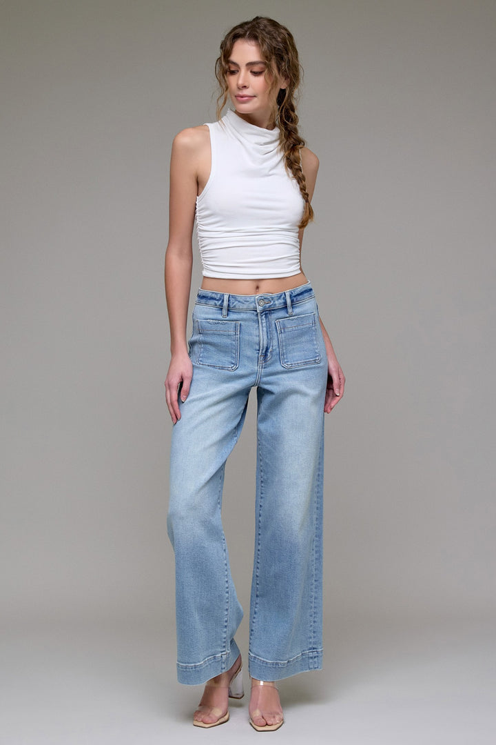 Nori Light Wash High Waist Wide Leg