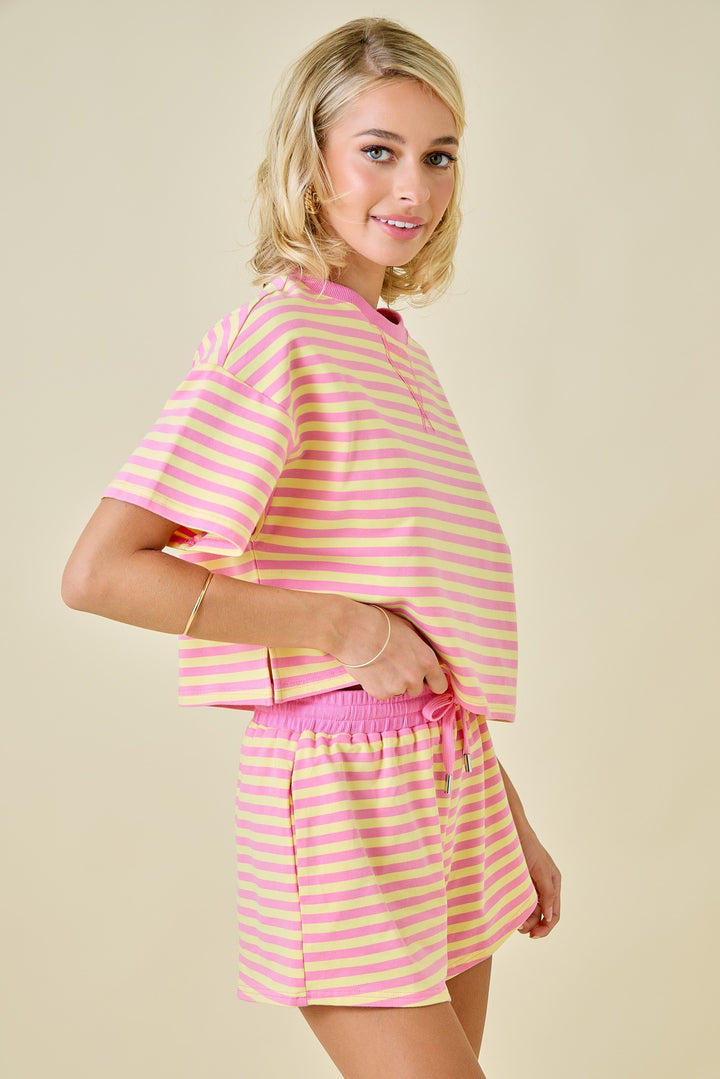Boxy Terry Short Set - Pink Lemonade