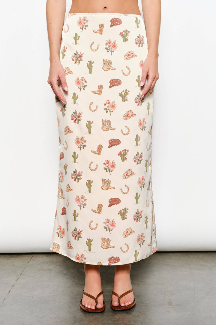 Casey Exclusive Cowboy Print Maxi Skirt