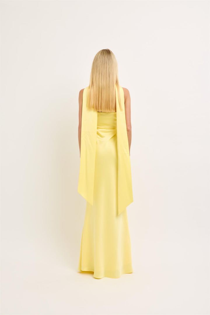 Satin Maxi Dress With A Bandeau Neckline Coordina