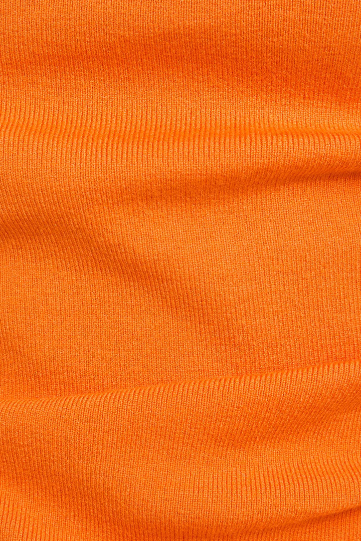 Orange Asymmetrical Neck Sweater Top