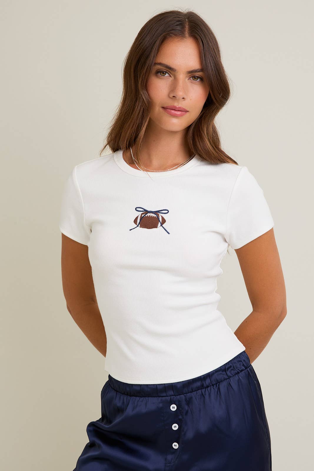 Gameday Navy Bow Tee