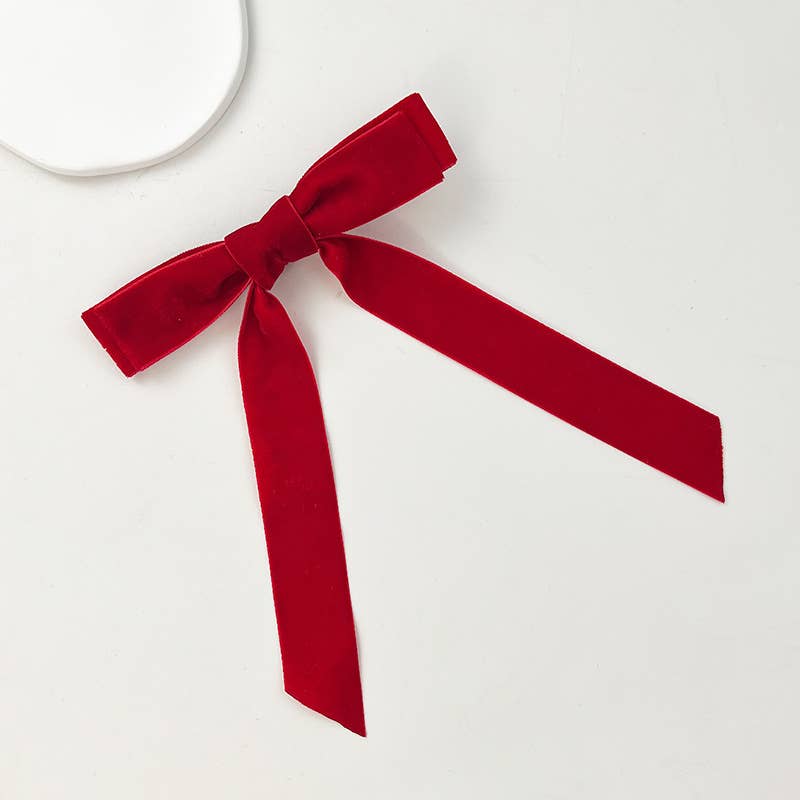 Carla Velvet Ribbon Bow Hair Clip
