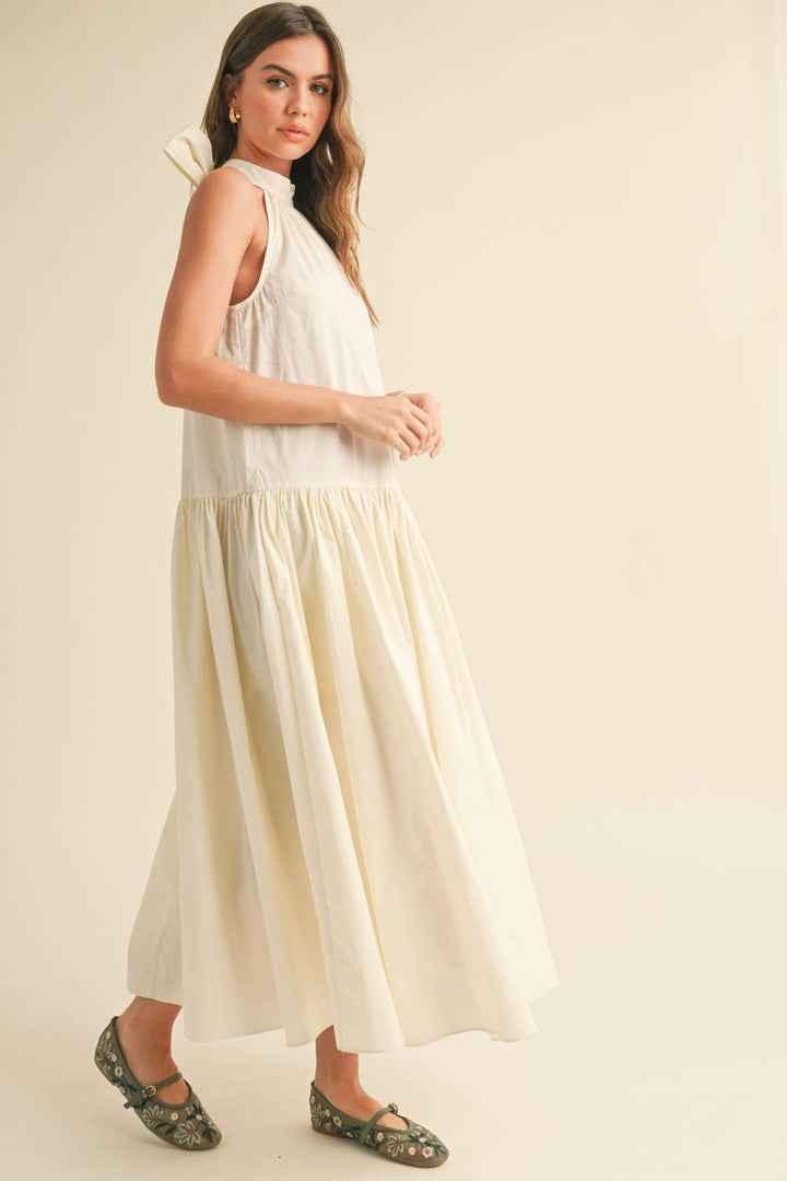 Halter Neck Maxi Dress With Tie Back