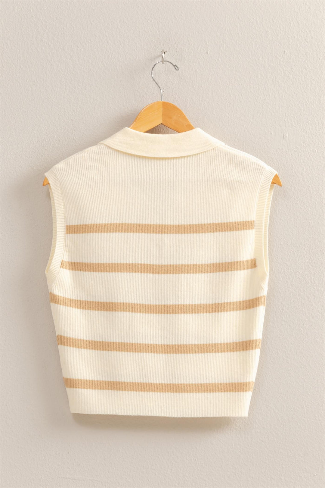Collared Striped Polo Vest