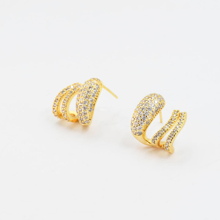 Double Crystal Huggie Hoops