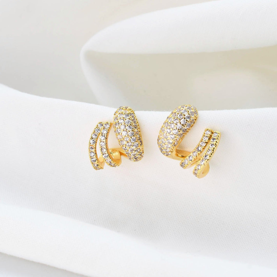 Double Crystal Huggie Hoops