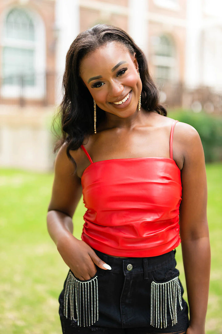 Jolee Vegan Leather Tank Top