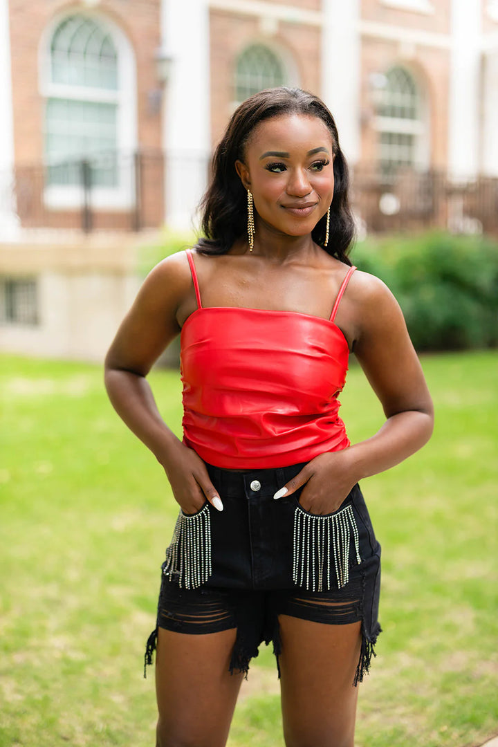 Jolee Vegan Leather Tank Top