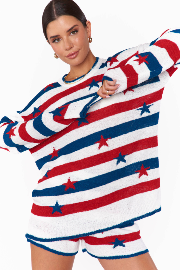 Show Me Your Mumu Go To Sweater - Star Spangled Stripe Knit