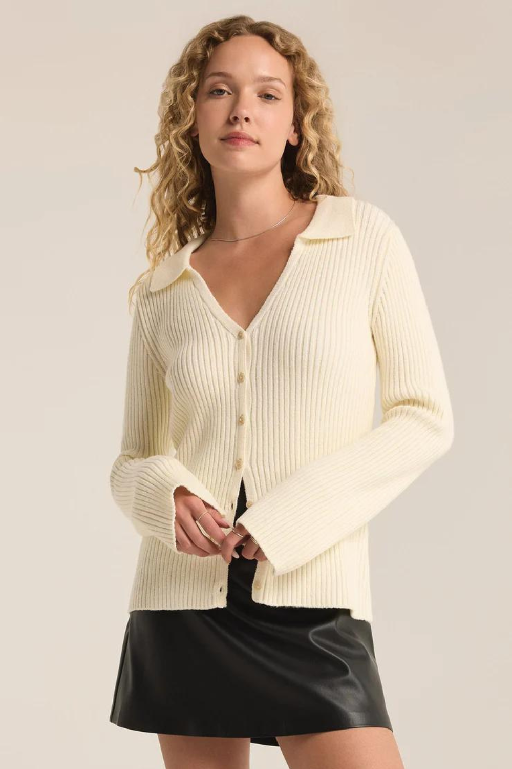 Rina Button Up Rib Sweater
