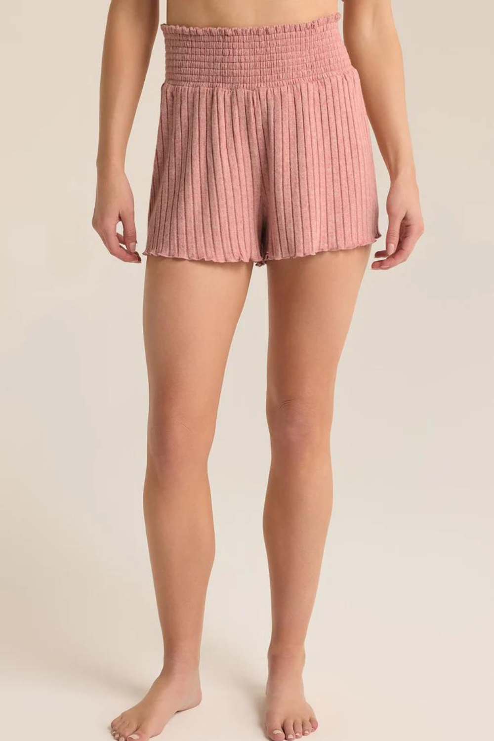 Dawn Smocked Rib Short - Rosebud