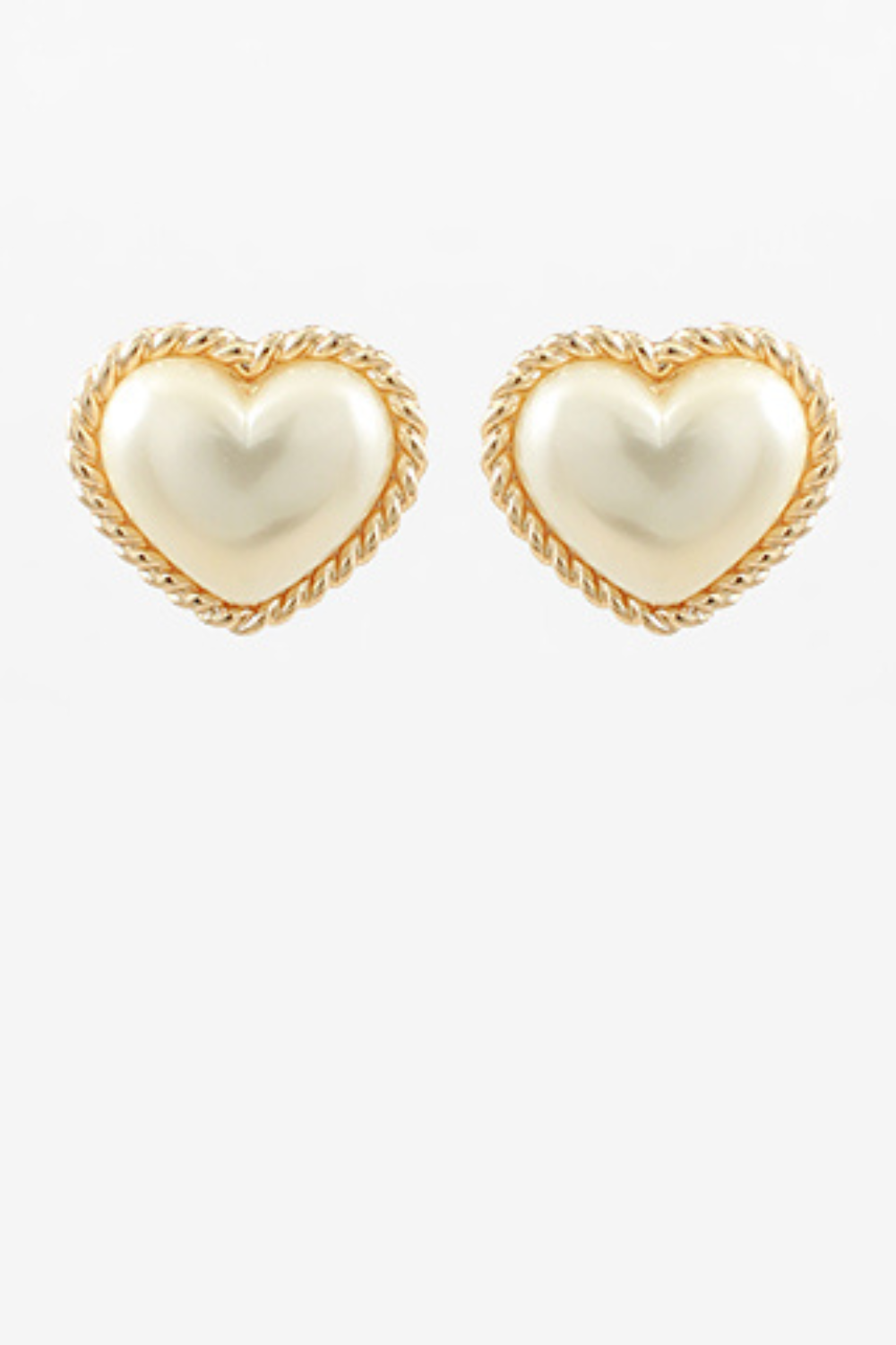 Rope Outline Heart Pearl Earrings