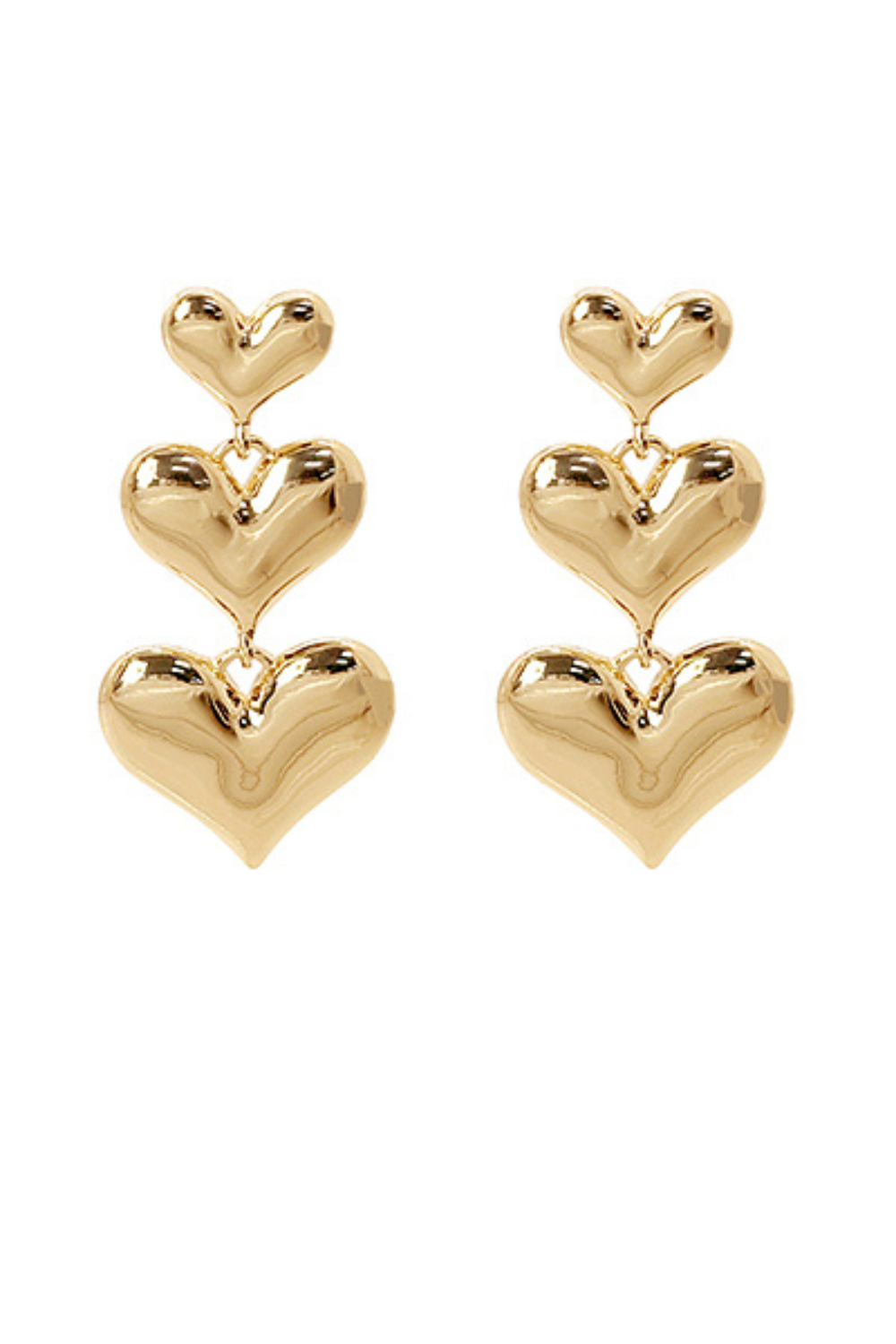Tiered Linked Heart Dangle Earrings