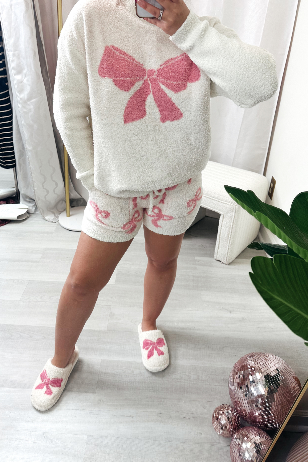 Pink Bow Sweater Shorts
