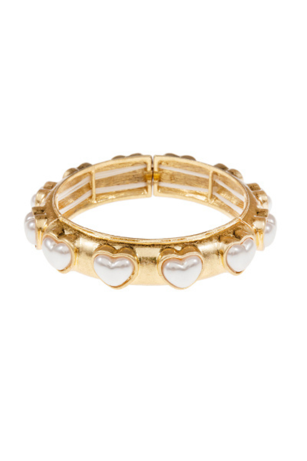 Heart Dome Pearl Station Bracelet