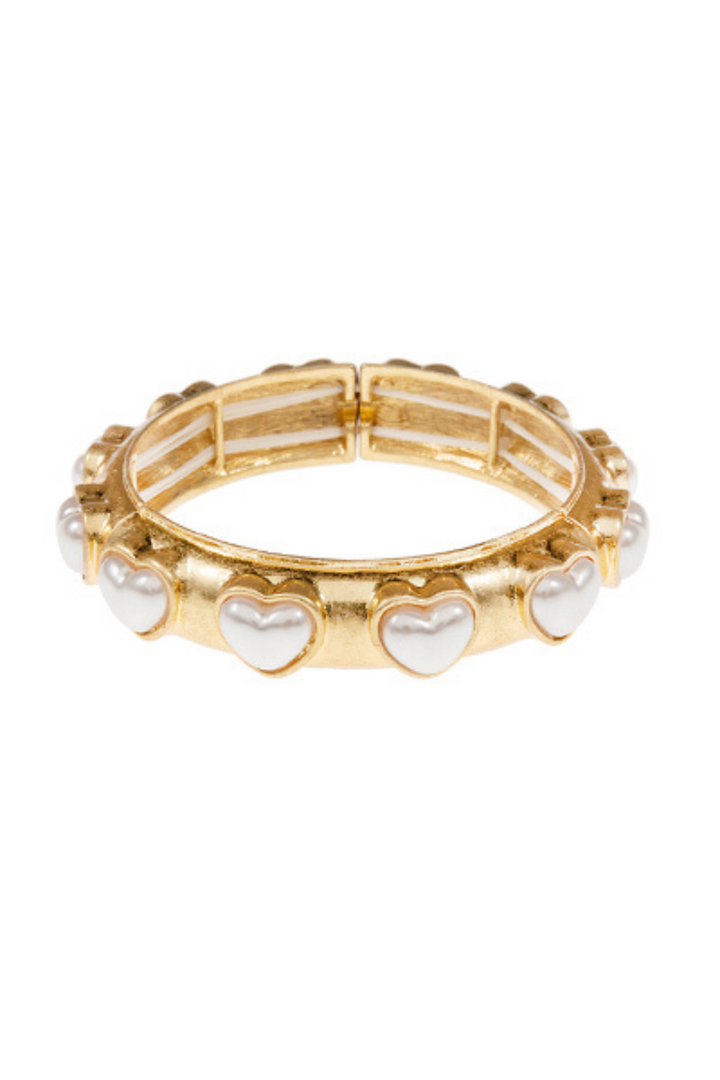 Heart Dome Pearl Station Bracelet