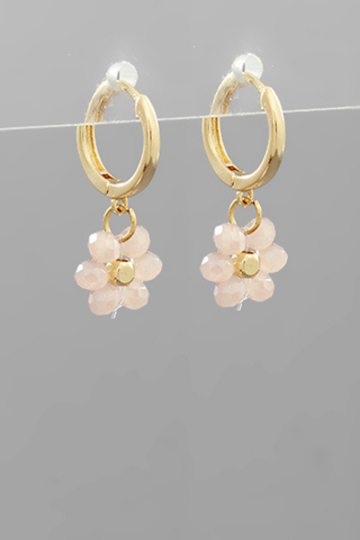 Flower Dangle Huggie Hoop