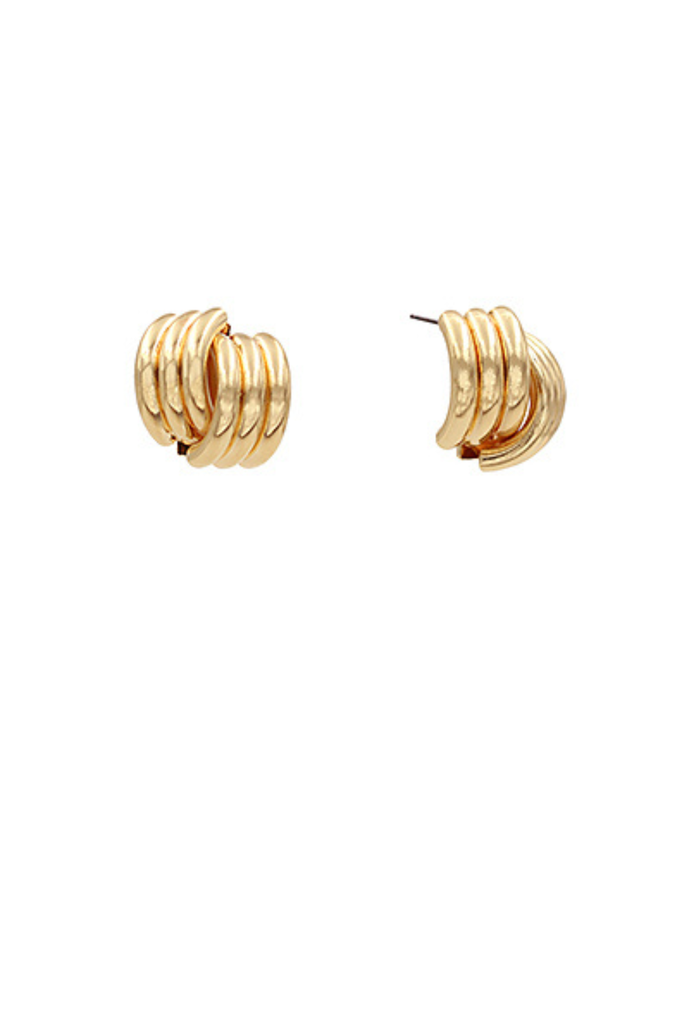 Textured Brass Knot Stud Earrings