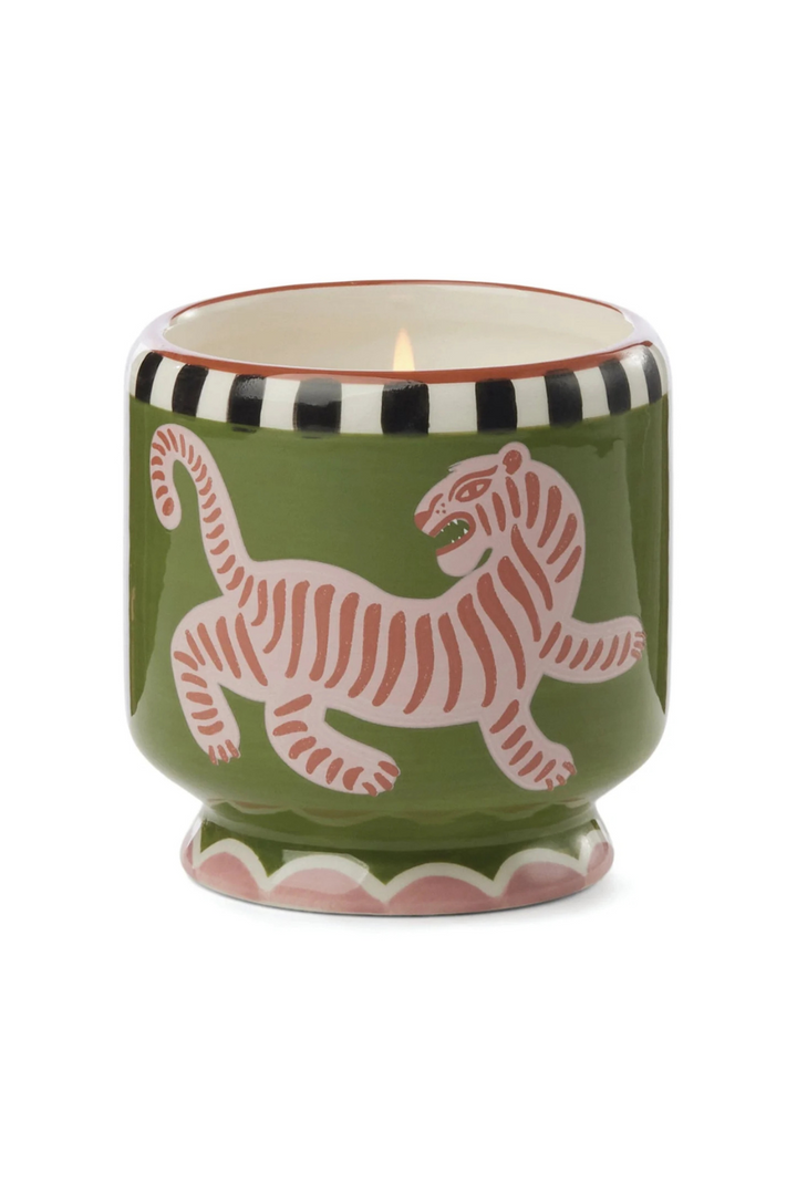 Handpainted "Tiger" Ceramic Candle