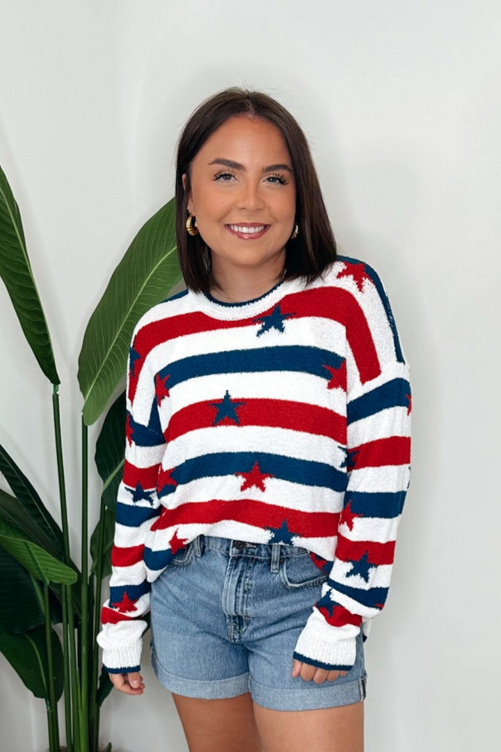 Show Me Your Mumu Go To Sweater - Star Spangled Stripe Knit