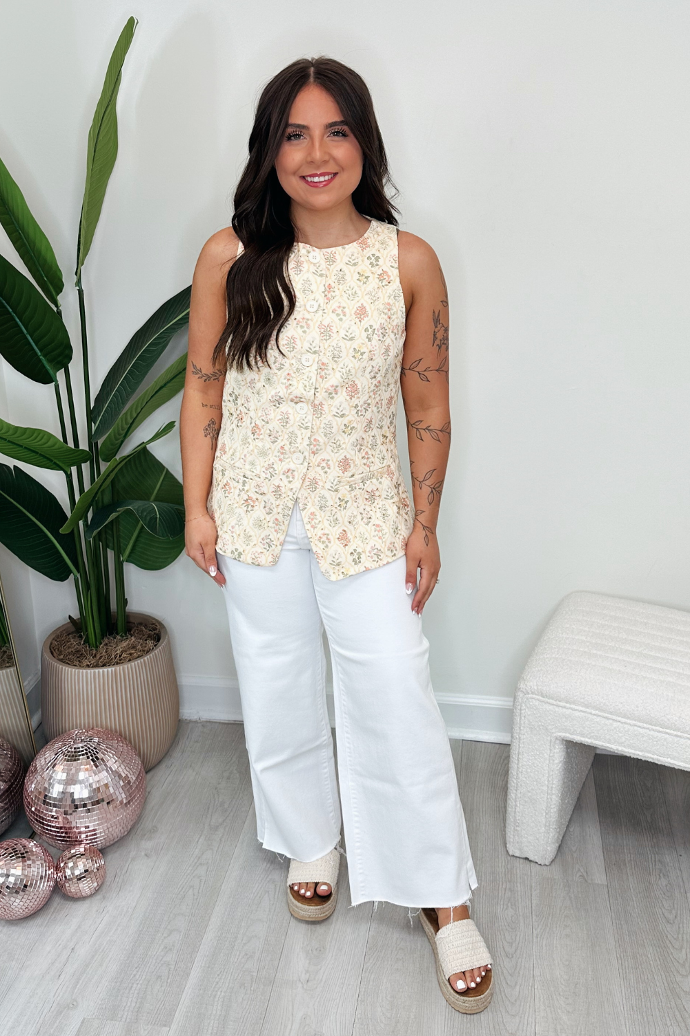 Sadie Embroidered Eyelet Vest