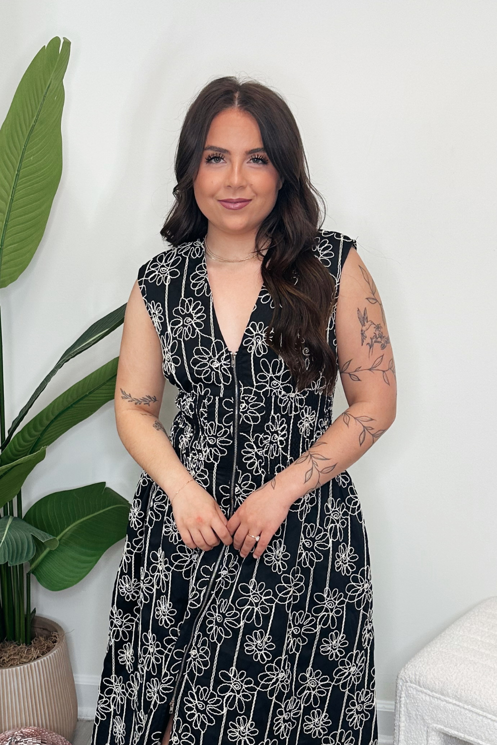 Front Zip Midi Dress
