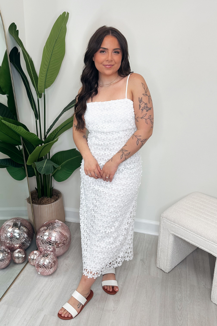 White Eyelet Midi Dress