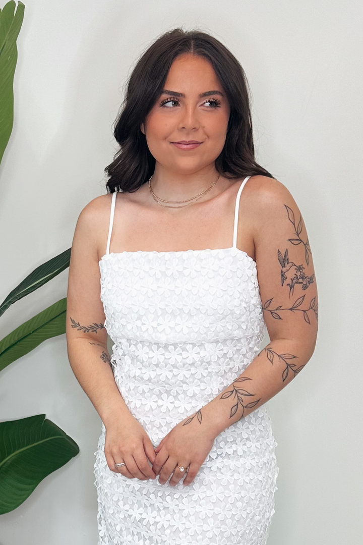 White Eyelet Midi Dress
