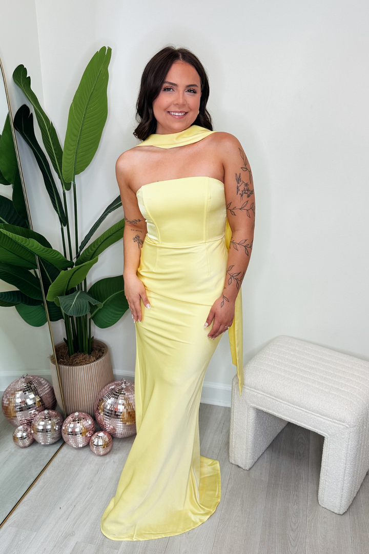 Satin Maxi Dress With A Bandeau Neckline Coordina