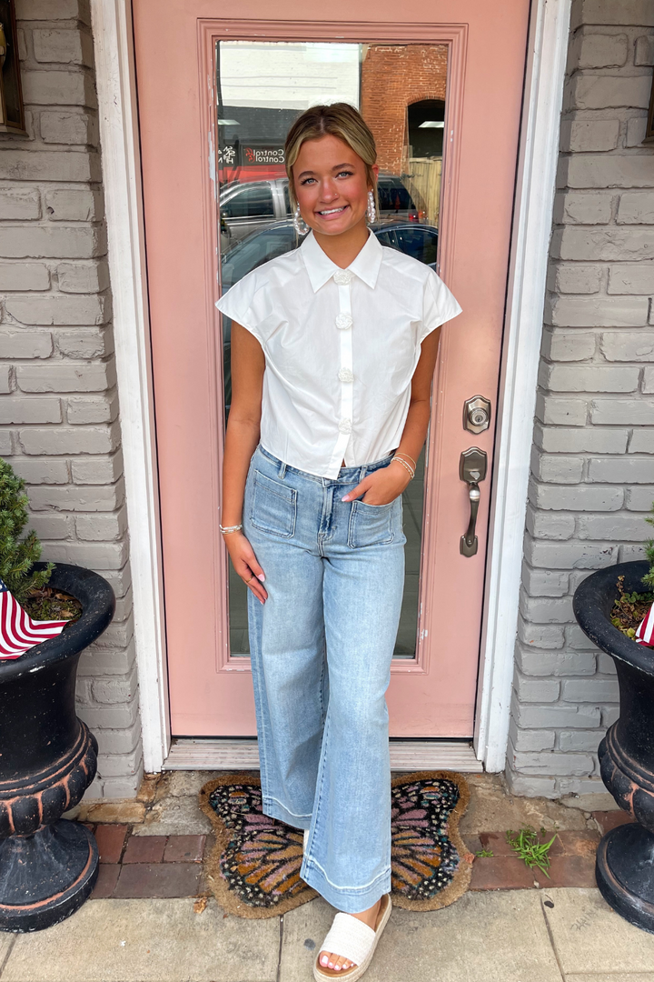 White Petal Pop Top