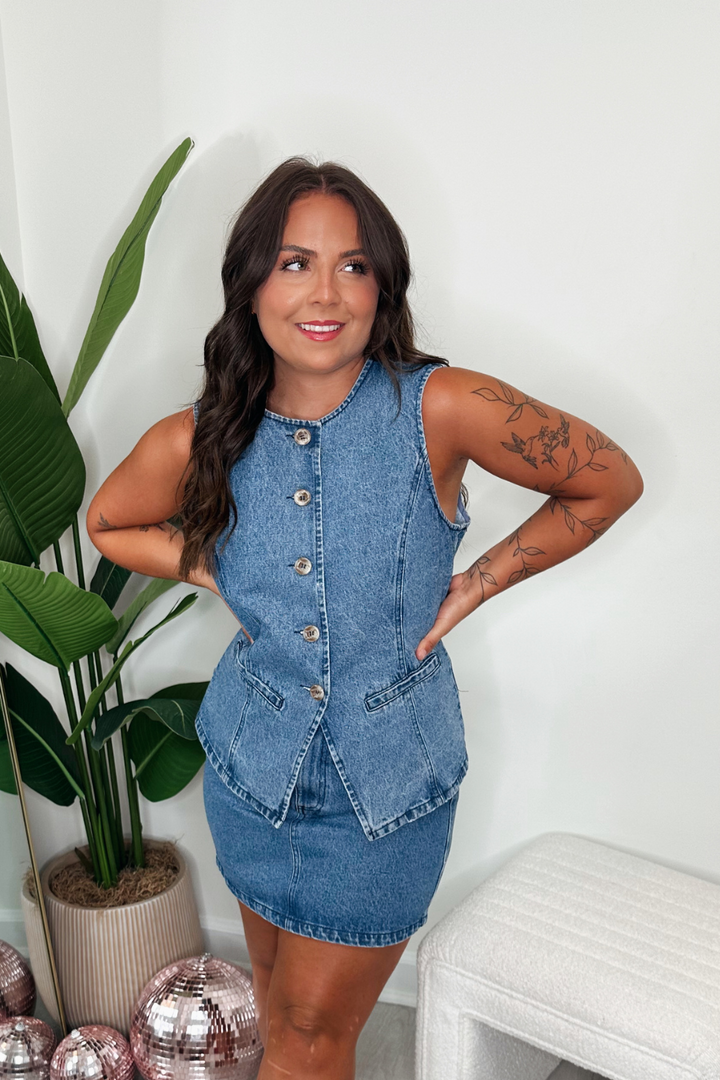 Denim Medium Wash Vest