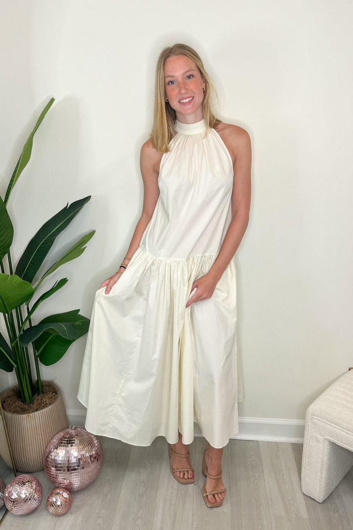 Halter Neck Maxi Dress With Tie Back