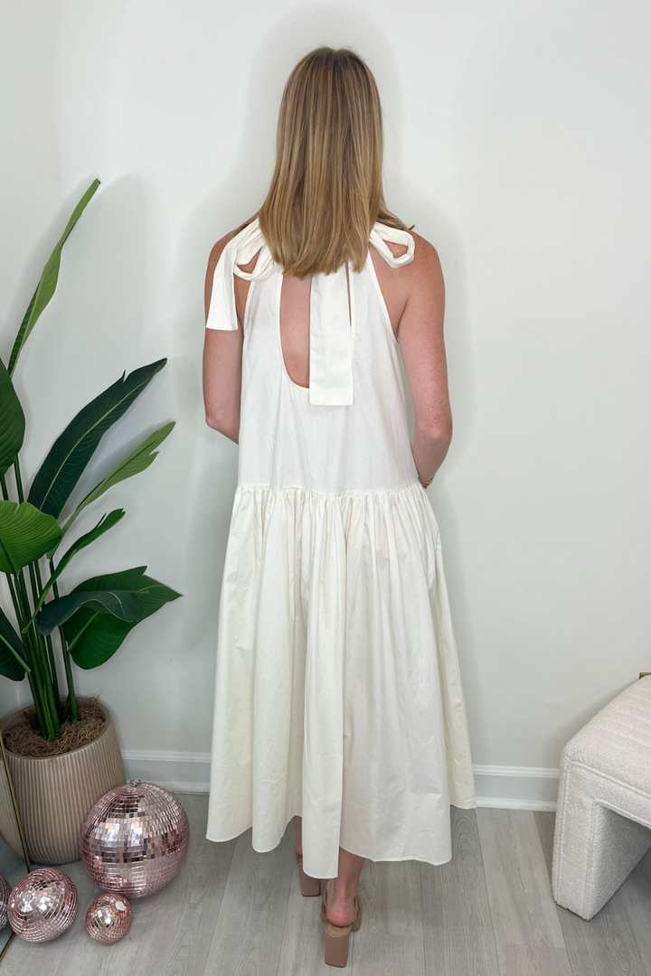 Halter Neck Maxi Dress With Tie Back