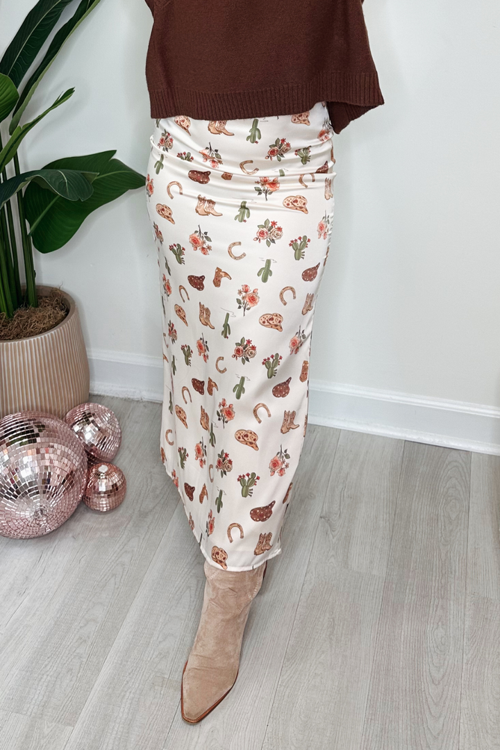 Casey Exclusive Cowboy Print Maxi Skirt