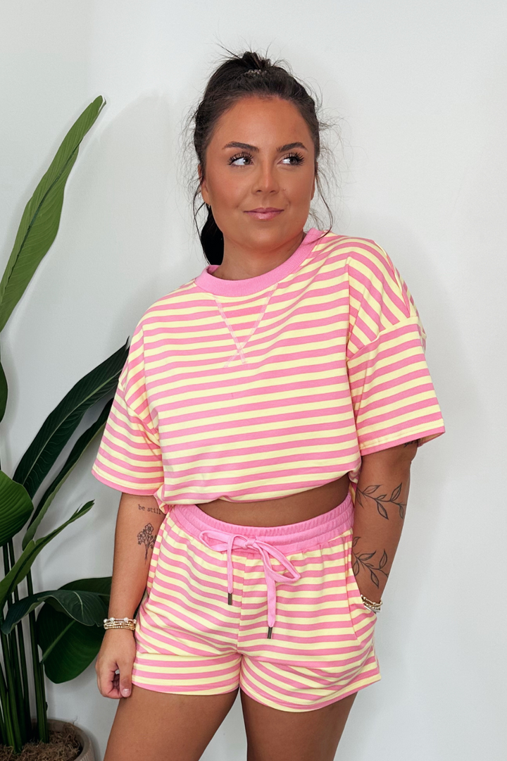 Boxy Terry Short Set - Pink Lemonade