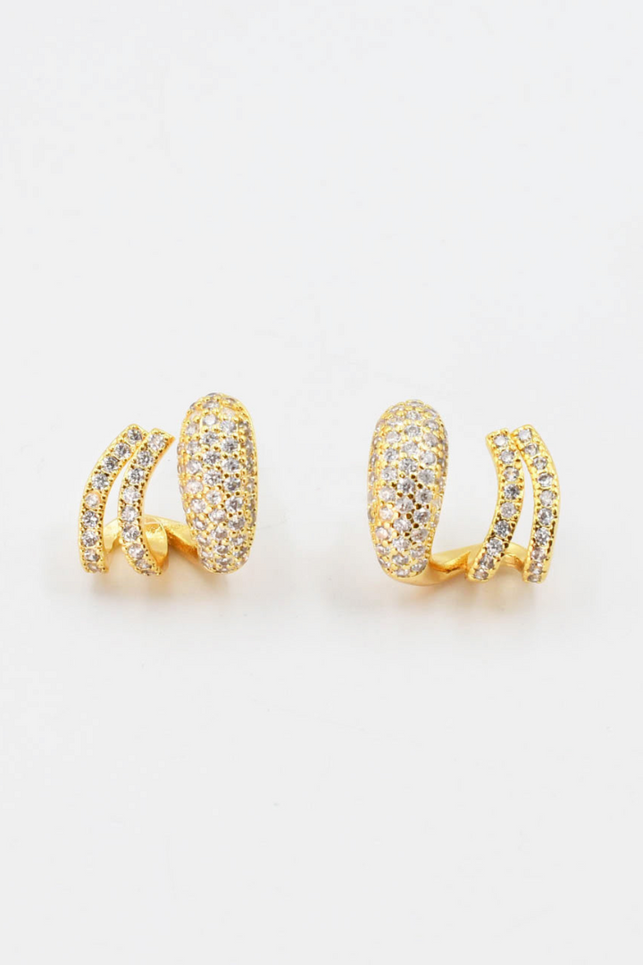 Double Crystal Huggie Hoops
