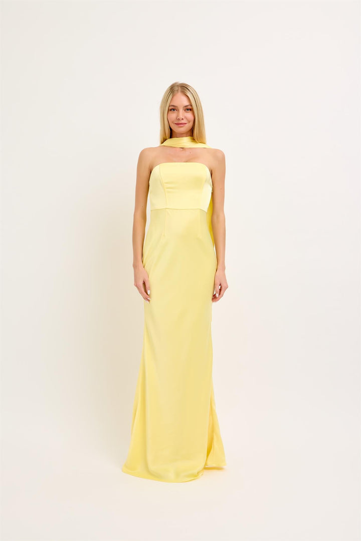 Satin Maxi Dress With A Bandeau Neckline Coordina