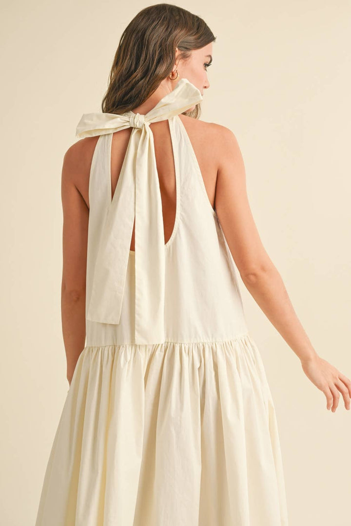 Halter Neck Maxi Dress With Tie Back